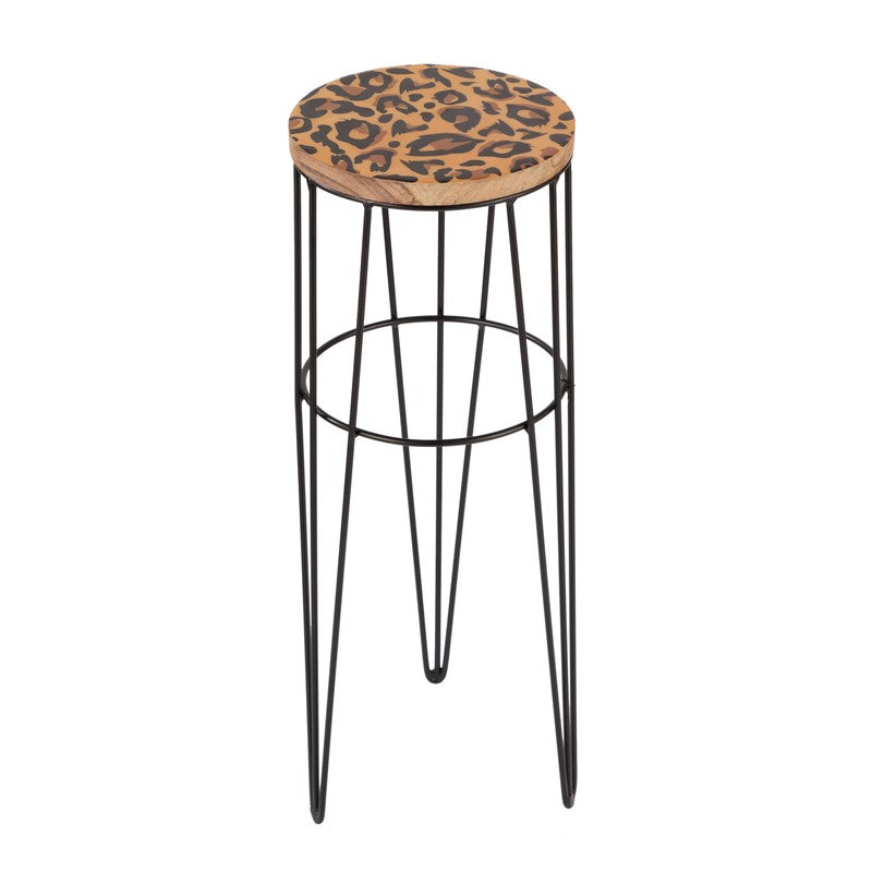 Leopard Print Accent Metal Side Table - Black media 4