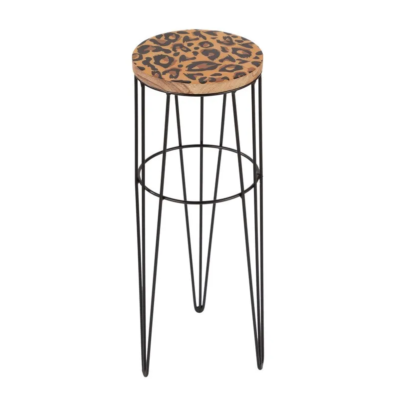 Leopard Print Accent Metal Side Table - Black media 4