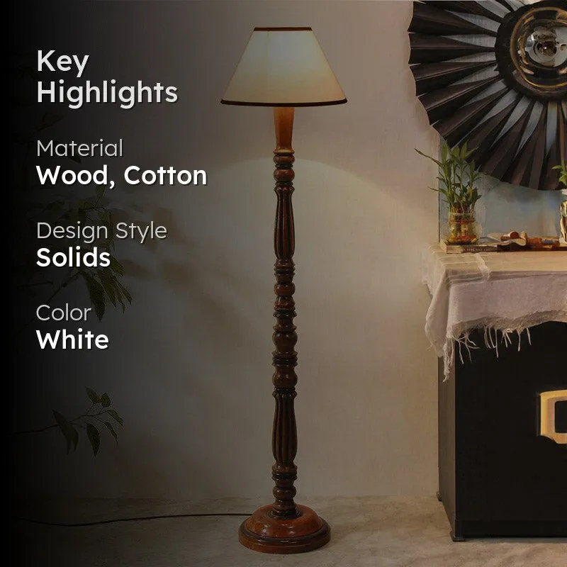 Masiya Vintage Wooden Floor Lamp - White&Black media 2