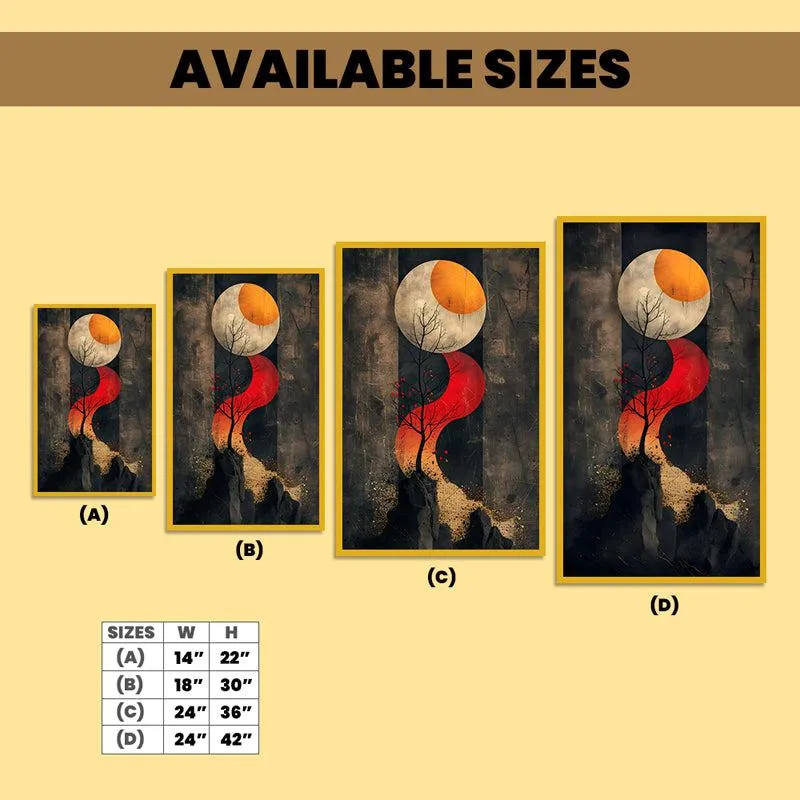 Pathway To Moon Landscape Canvas Wall Painting With Frame - Gold media 6