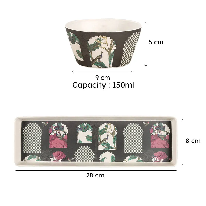 India Circus Memento Bone China Snack Bowl With Tray (150 mL) - Four Piece Set media 7