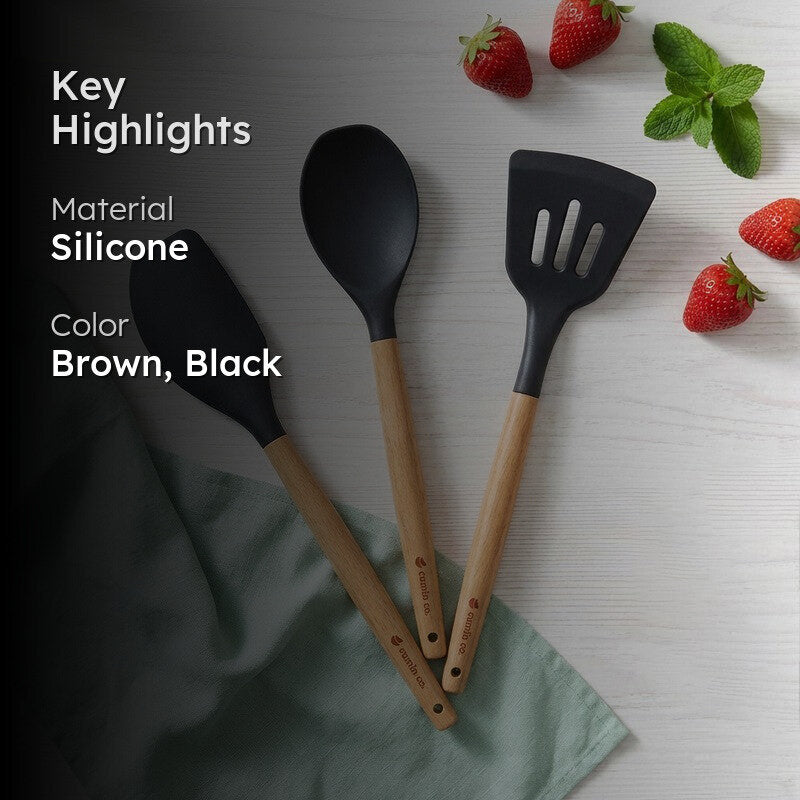 Cumin Co CulinaCraft Silicone Cooking Utensils - Set Of Three media 2