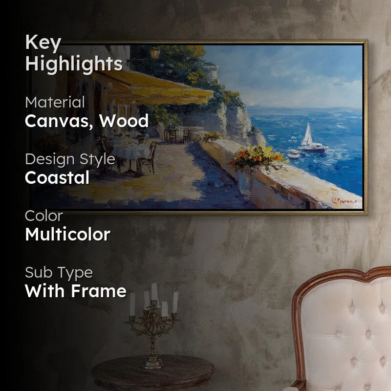 Cliffside Calm Canvas Wall Painting With Frame media 2