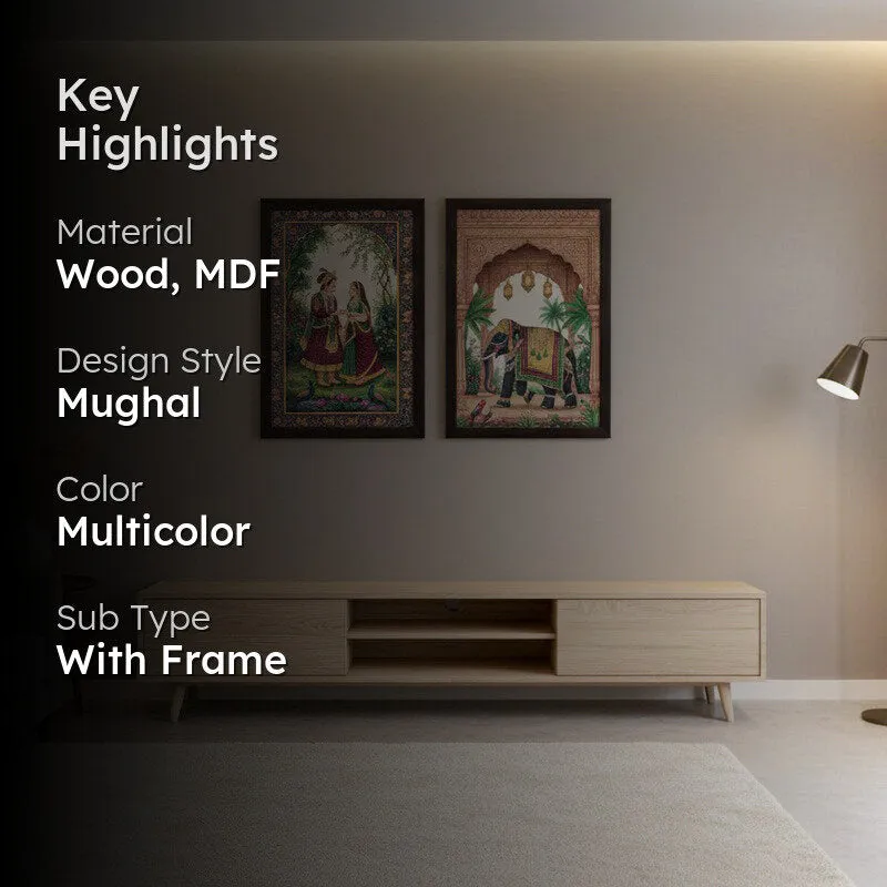Rajwadi Charm Artistic Wall Painting With Frame - Set Of Two media 2