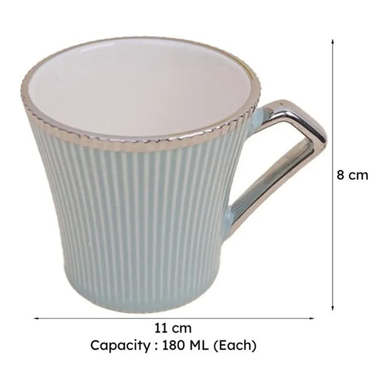 Thira Porcelain Tea Cup (180 mL Each/Blue) - Set of Six media 8