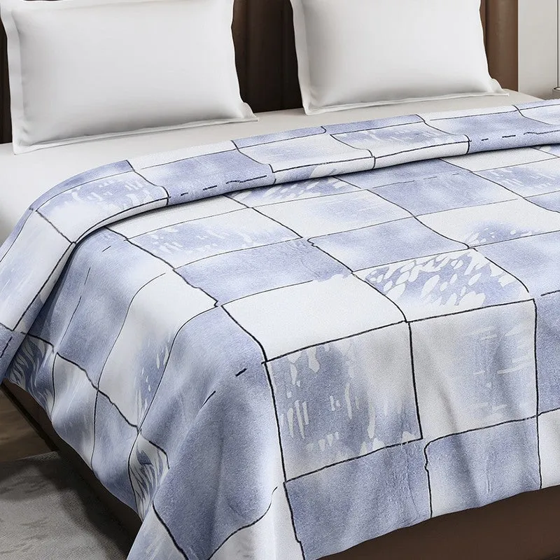 Monte Carlo Bluemod Checks Print Polyester Blanket (Grey) - 210 GSM media 5