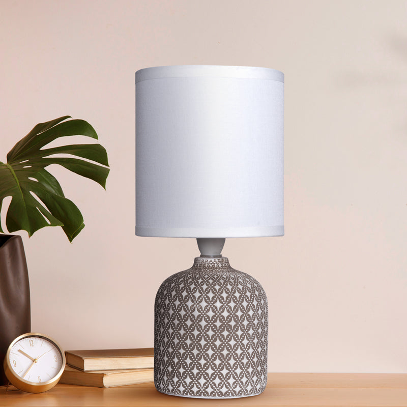 Moroccan Mist Concrete LED Fabric Table Lamp - Grey,White media 2