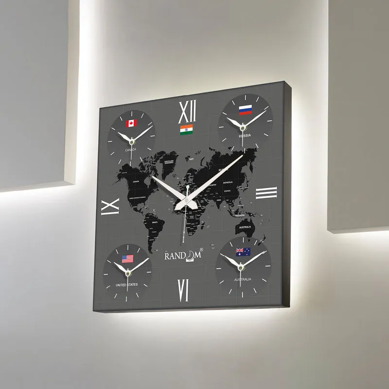 World Time Zone Wall Clock - Grey media 4