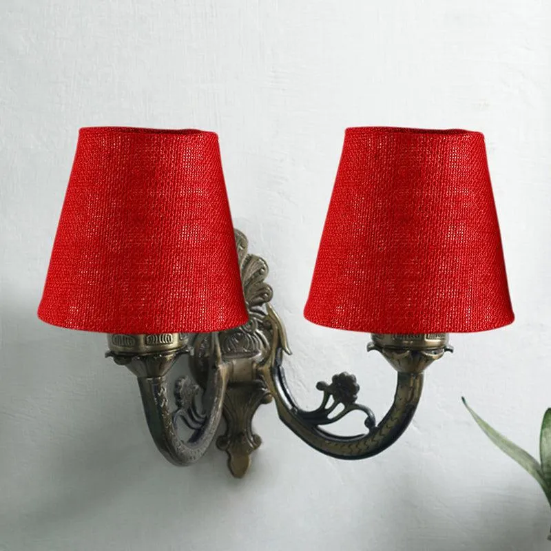 Vintage Conical Duo Fabric & Metal Wall Lamp - Maroon media 3
