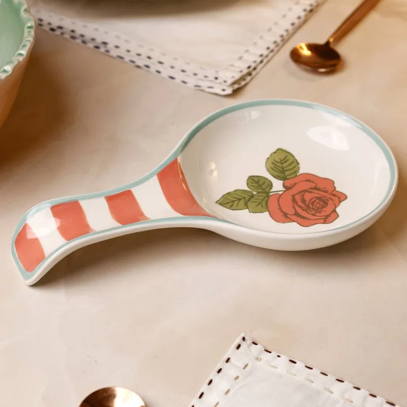 Tea Garden Handpainted Ceramic Spoon Rest media 1