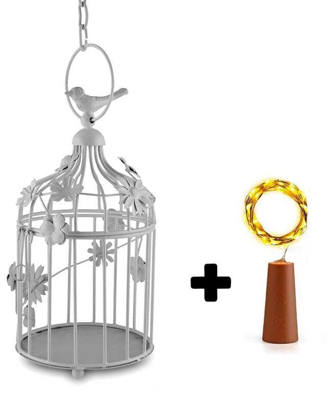 Birdcage Metal Ceiling Lamp with Fairy Lights media 4