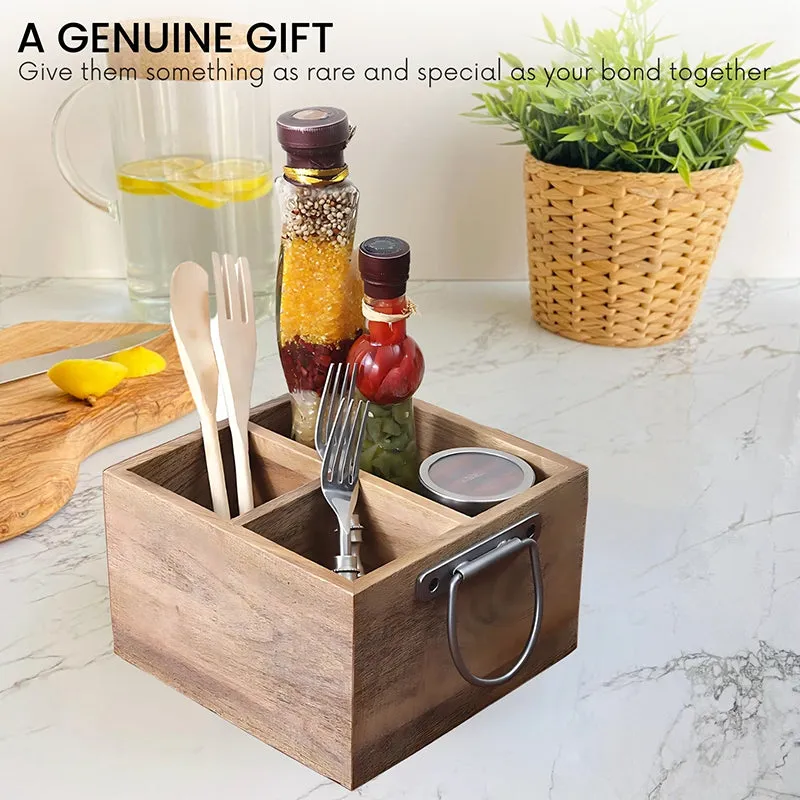 Azor Wood Cutlery Holder - Brown media 7