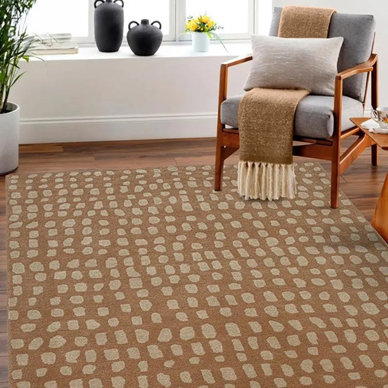 Elatus Hand Tufted Abstract Wool & Nylon Carpet - Brown media 3