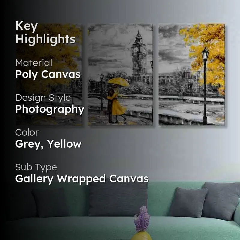 Love In Paris Poly Canvas Wall Art - Three Piece Set media 2