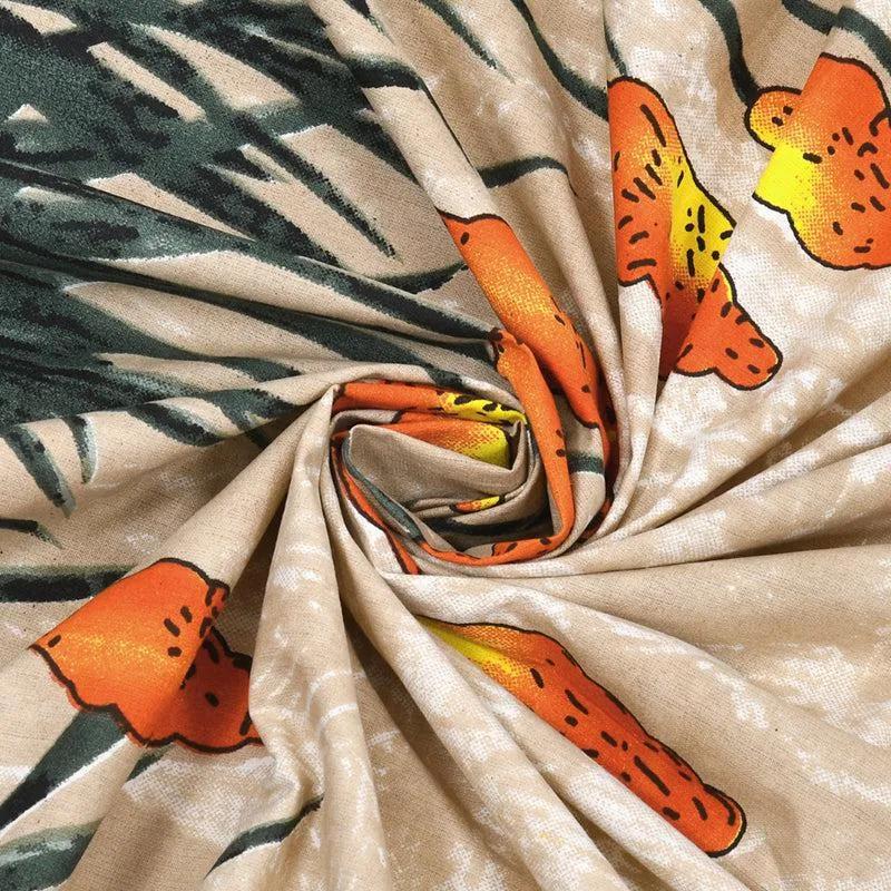 Doodle Dreams Floral Cotton Bedsheet (Peach) - 140 TC media 4