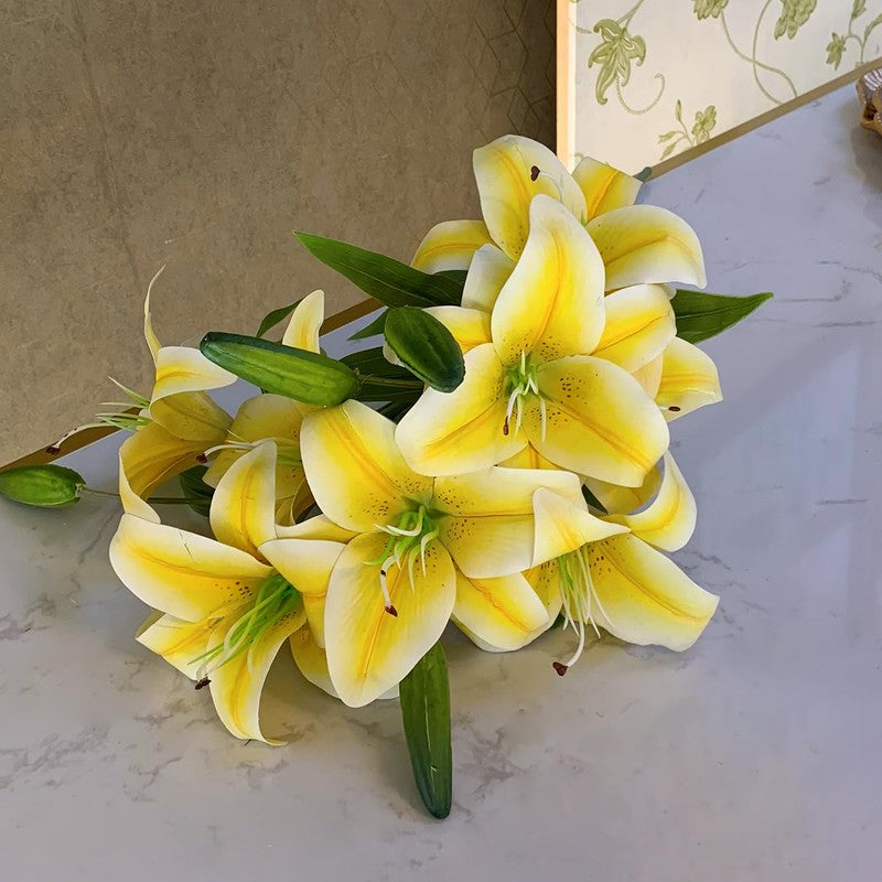 Lilium Amber Silk Floral Sticks - Yellow image 4