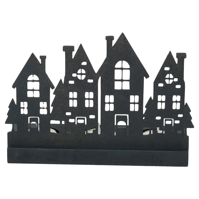 Holiday Village Wood Christmas Tea Light holder - Black media 7