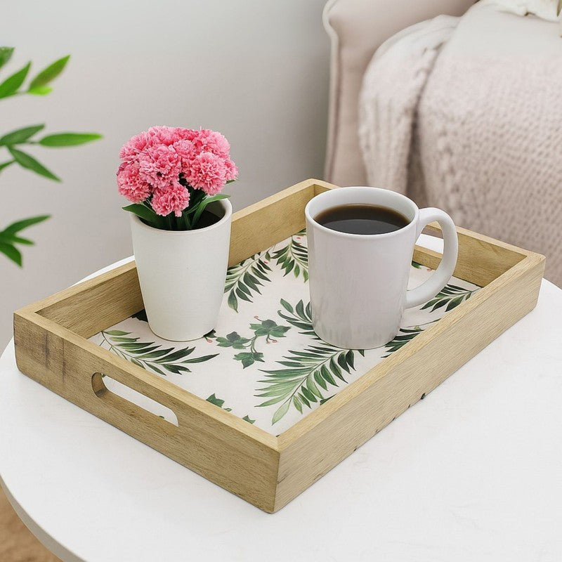 Leafest Enamelled Wood Serving Tray