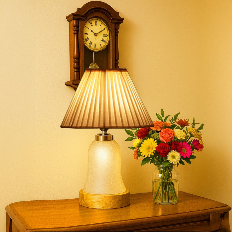 Zoravelle Pleatra Wooden Table Lamp - White