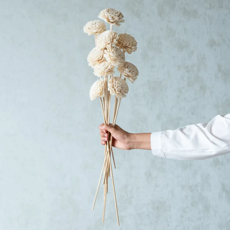 Estar Sola Wood Rose Flower Stick (White) - Set Of Ten media 1