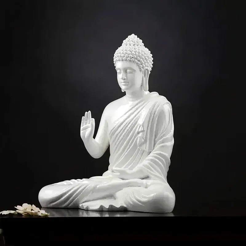 ZenRoot Meditating Buddha Marble Idol - White media 4