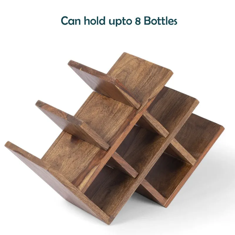 Xverox Sheesham Wooden Wine Rack - Light Brown media 5