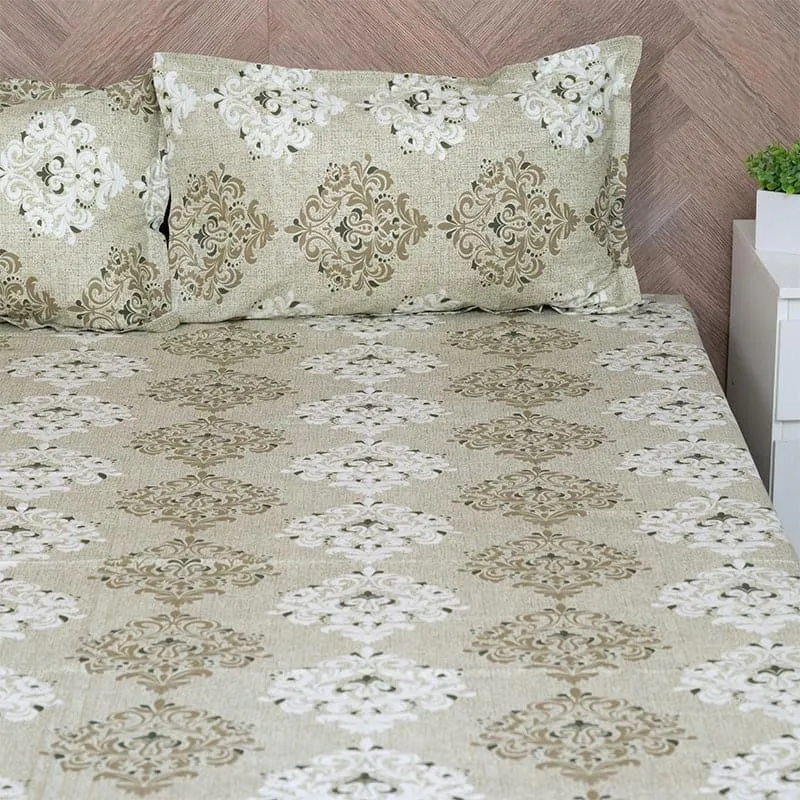 Ivora Ethnic Cotton Bedsheet (Green) - 144 TC media 4