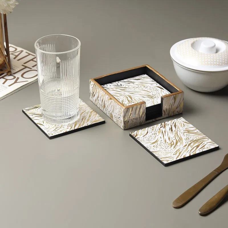 Saryna Wooden Coaster with Stand - Seven Piece Set media 1