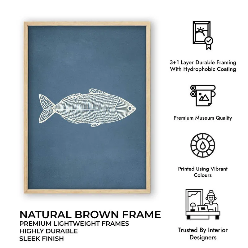 Minimal Fish Artwork Canvas Wall Painting With Brown Frame media 10