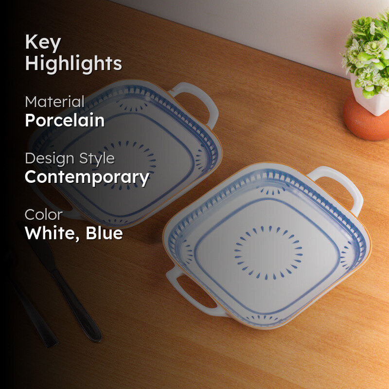 Blue Rim Porcelain Platter - Set Of Two media 2