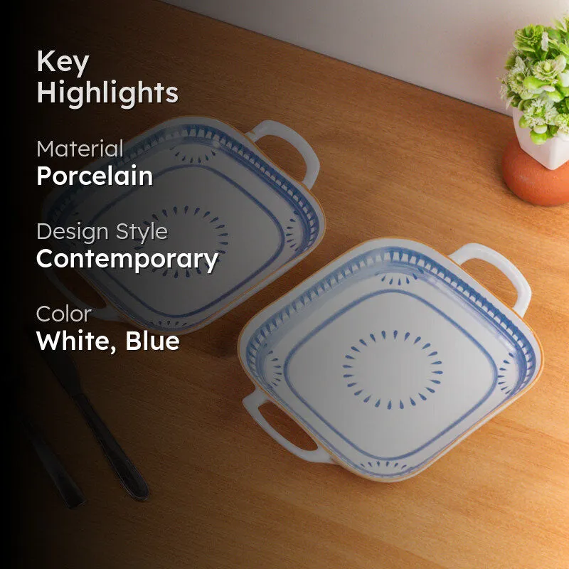 Blue Rim Porcelain Platter - Set Of Two media 2