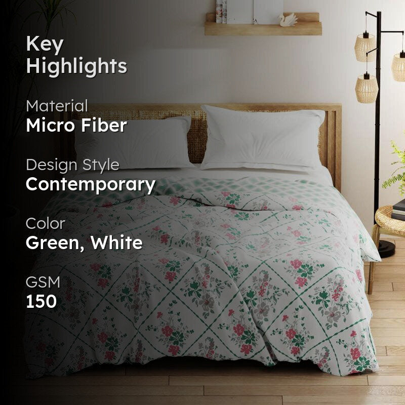 Manisha Reversible Microfiber Comforter (Green) - 150 GSM media 2