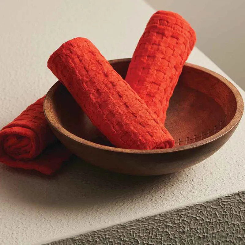 Haimi Textured Waffle Towel Combo (Orange) - Four Piece Set media 4