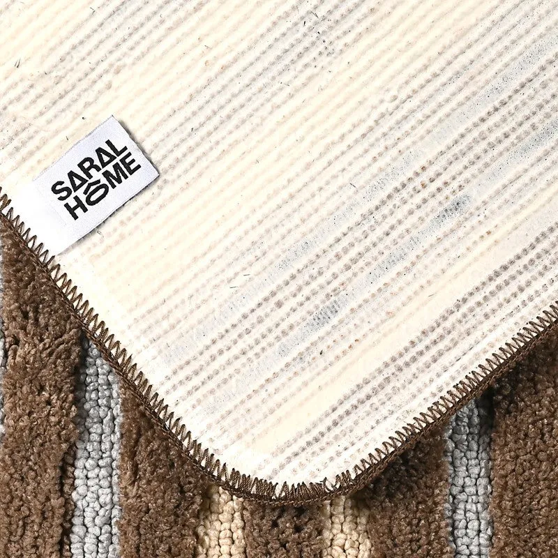StripeScape Microfiber Bath Mats (Brown) - Set of Two media 6