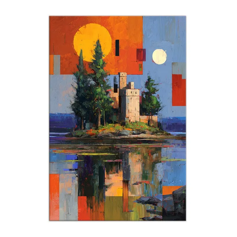 Sunset Island Castle Canvas Wall Art media 3