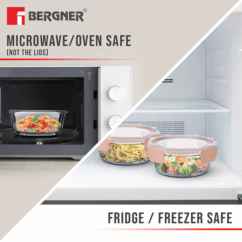 Bergner Seal Tiff Airtight Glass Tiffin Box (Peach) - 950 mL media 4