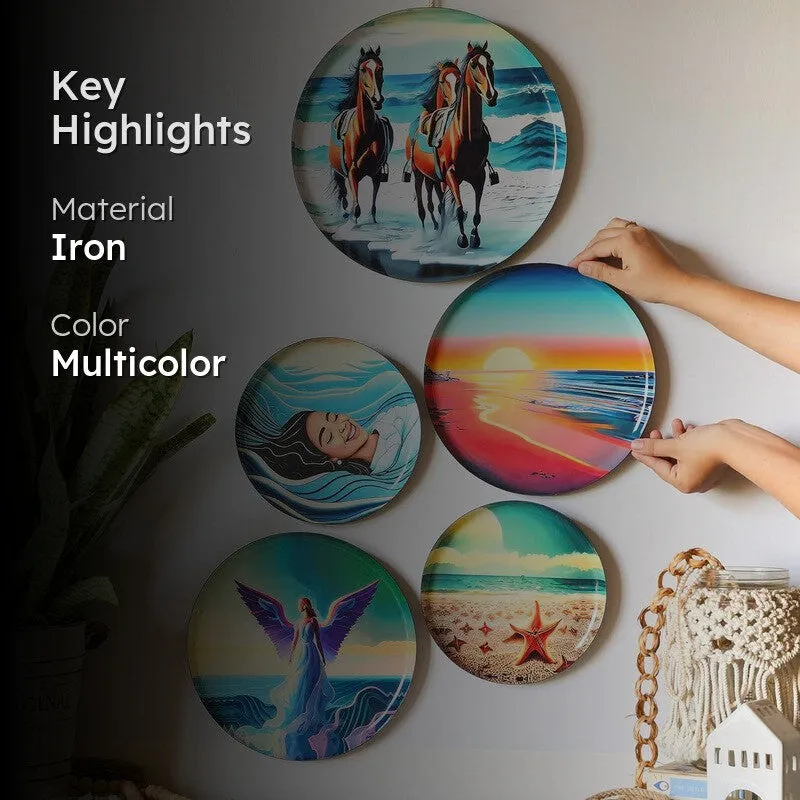 Scenic Art Round Metal Wall Plates - Set Of Five media 2