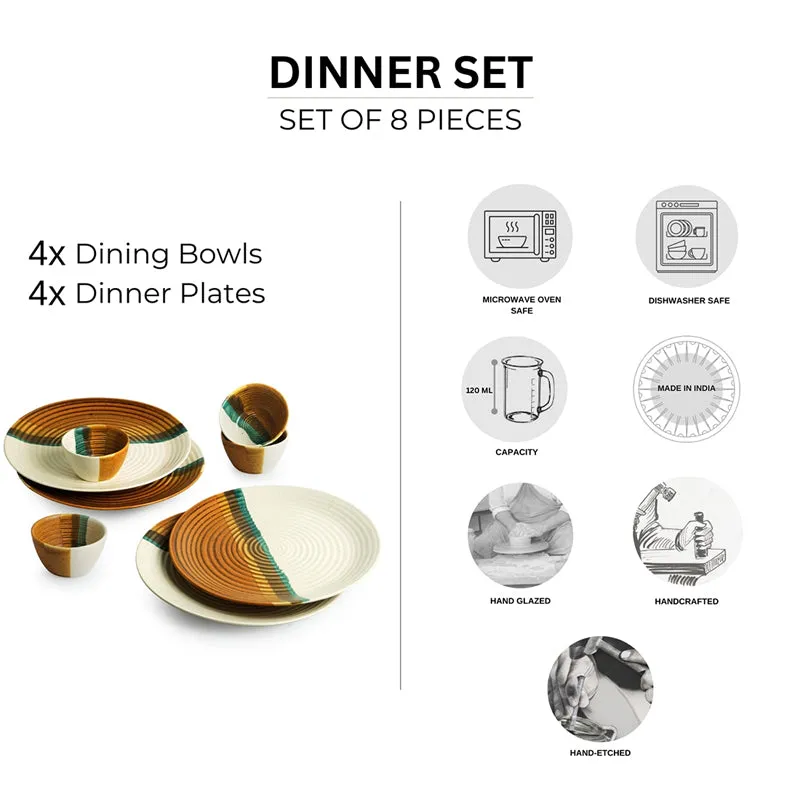 Cinnamon Grove Handcrafted Ceramic Dinner Set (120 mL Each) - 8 Piece Set media 5