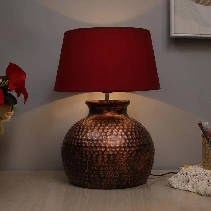 Ruchi Fabric Table Lamp - Red,Bronze media 1