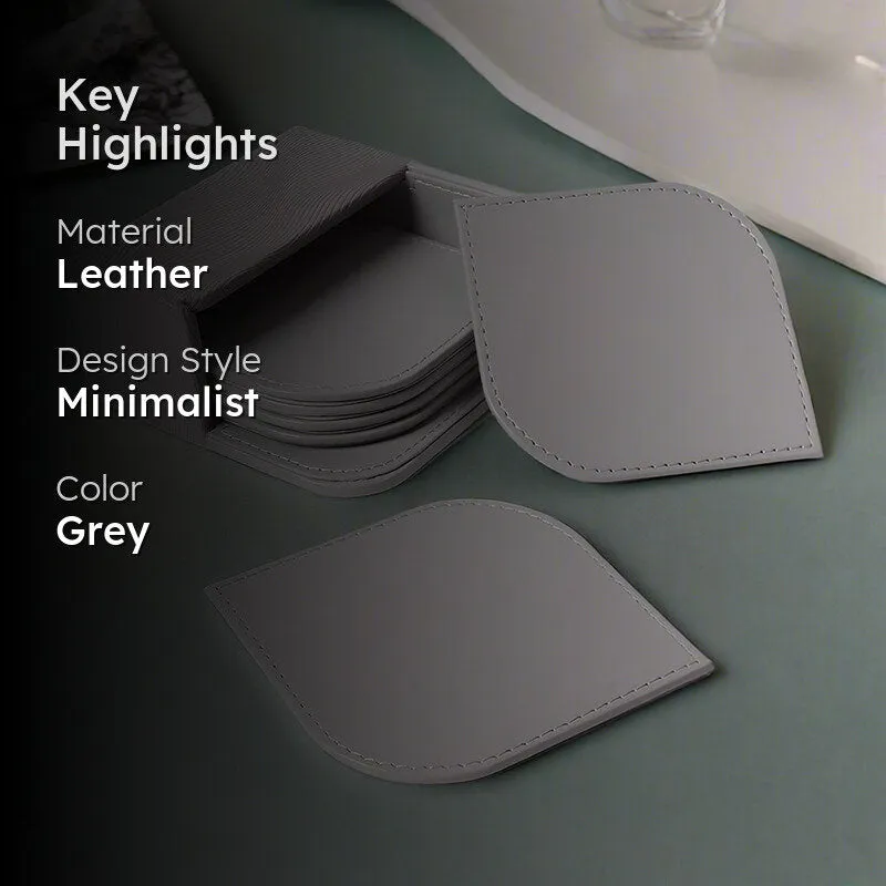 Veltrix Faux Leather Coaster (Grey) - Seven Piece Set media 2