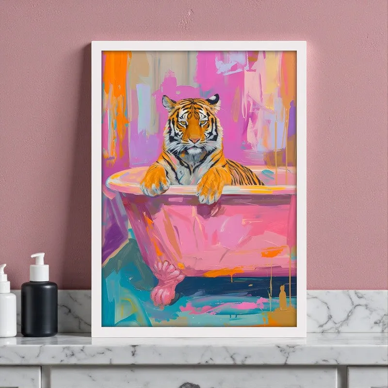 The Prowler’s Bath Canvas Wall Art With Frame - Pink media 1