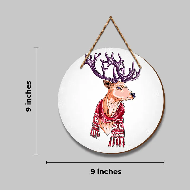 Rudolf In A Scarf Christmas Wood MDF Wall Hanging media 5