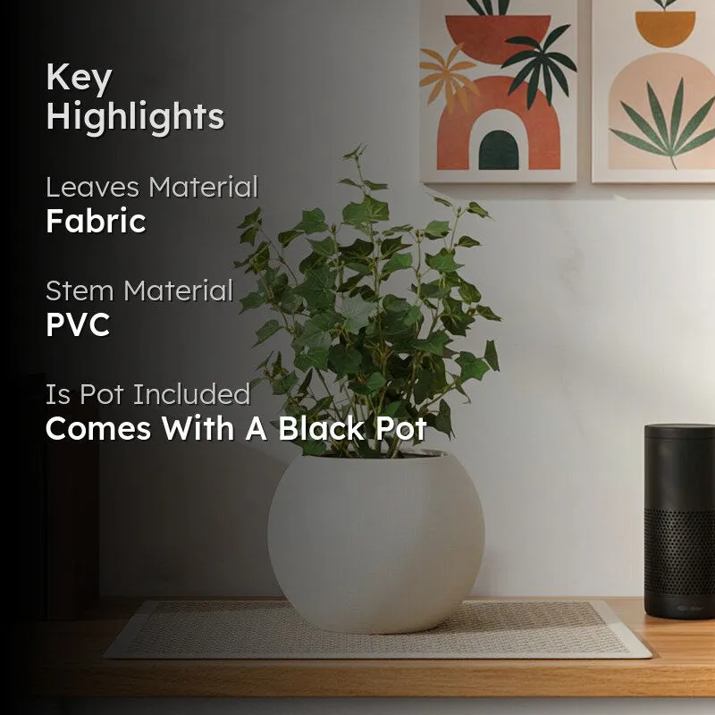 Artificial Big Plant With Black Fiber Pot (Green) - 1.4 Feet media 2