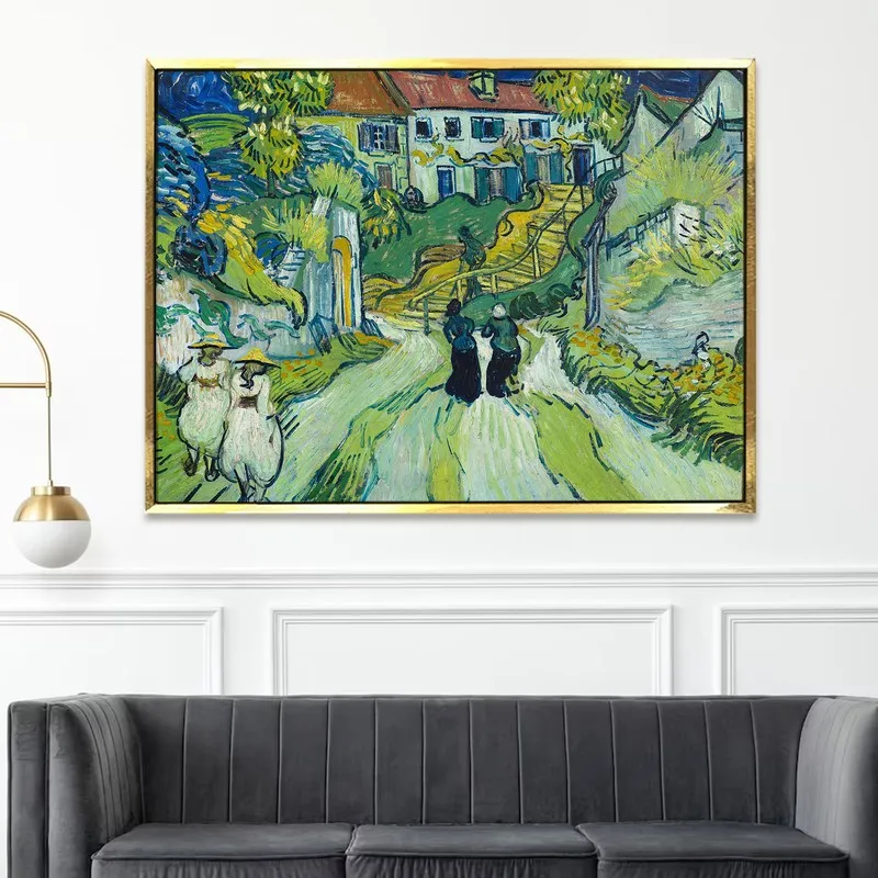 Hillside Hamlet Canvas Wall Painting With Frame media 5
