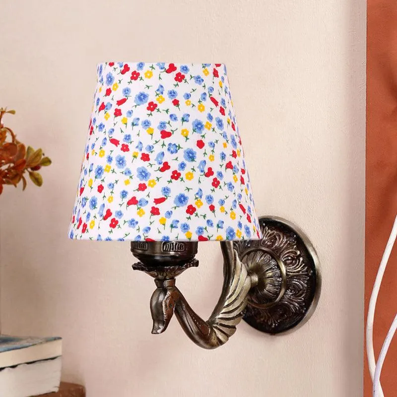 Amro Retro Color Splash Conical Fabric & Metal Wall Lamp media 3