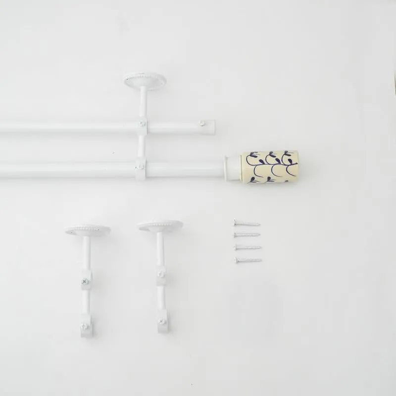 Coraline Duo Extendable 1" Double Curtain Rods With Round Finial & Brackets media 4