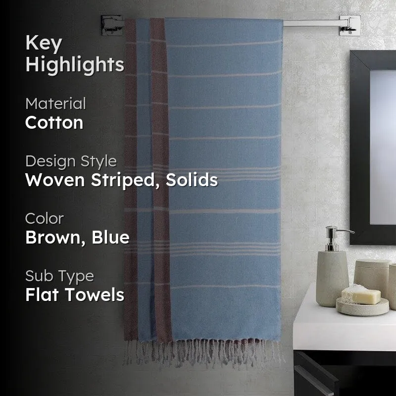 Pure Delight Bath Towels (Blue & Brown) - Set Of Four media 2