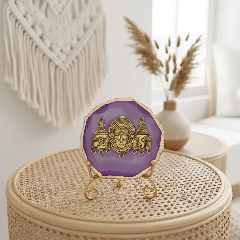 Mahalakshmi Agate Showpiece With Stand - Purple media 4