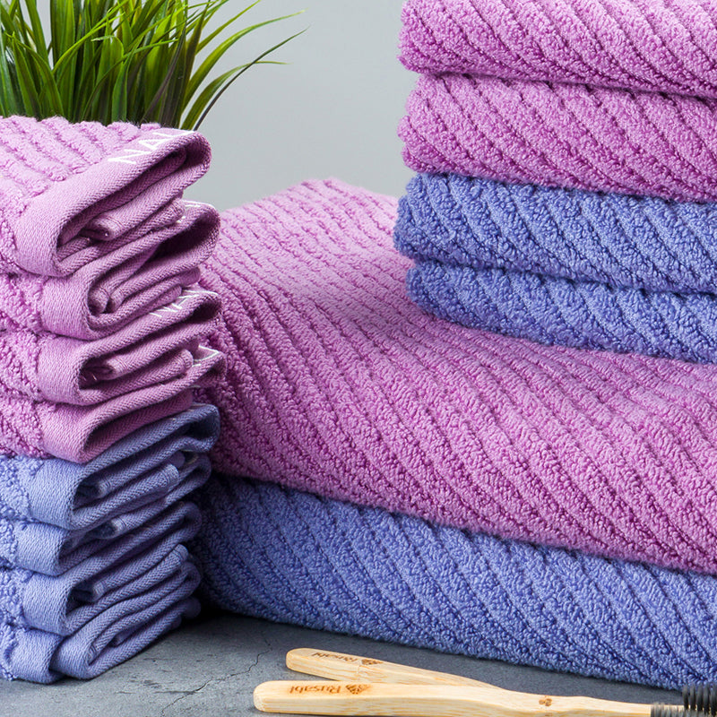 Nautica Riviera Soft Cotton Towel Set (Lilac & Light Blue) - Set Of Fourteen media 3