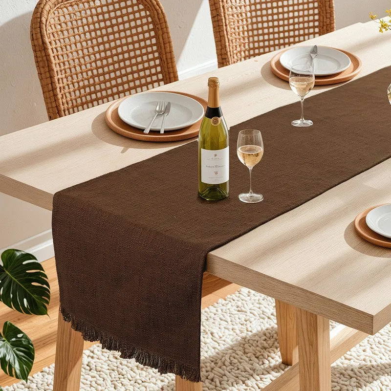 Premium Cotton Table Runner - Brown media 1